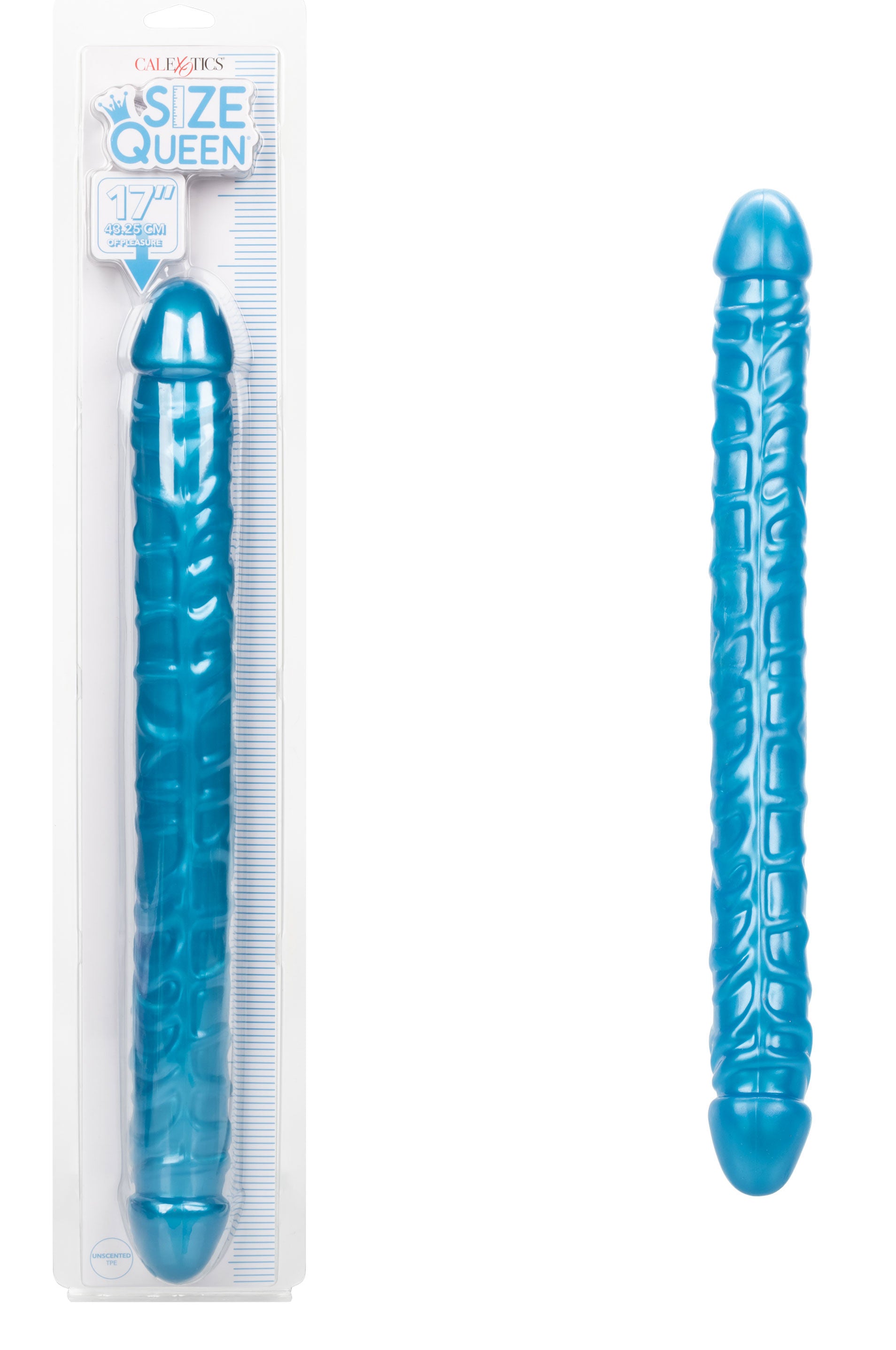 Size Queen 17 Inch Double-Ended Blue Dildo for Intimate Play Blue Double Dongs