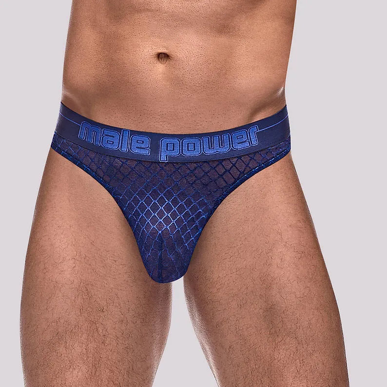 Diamond Mesh Thong (Navy) – Men's Breathable Mesh Underwear L/XL Blue L XL > Clothes > Mens Trunks