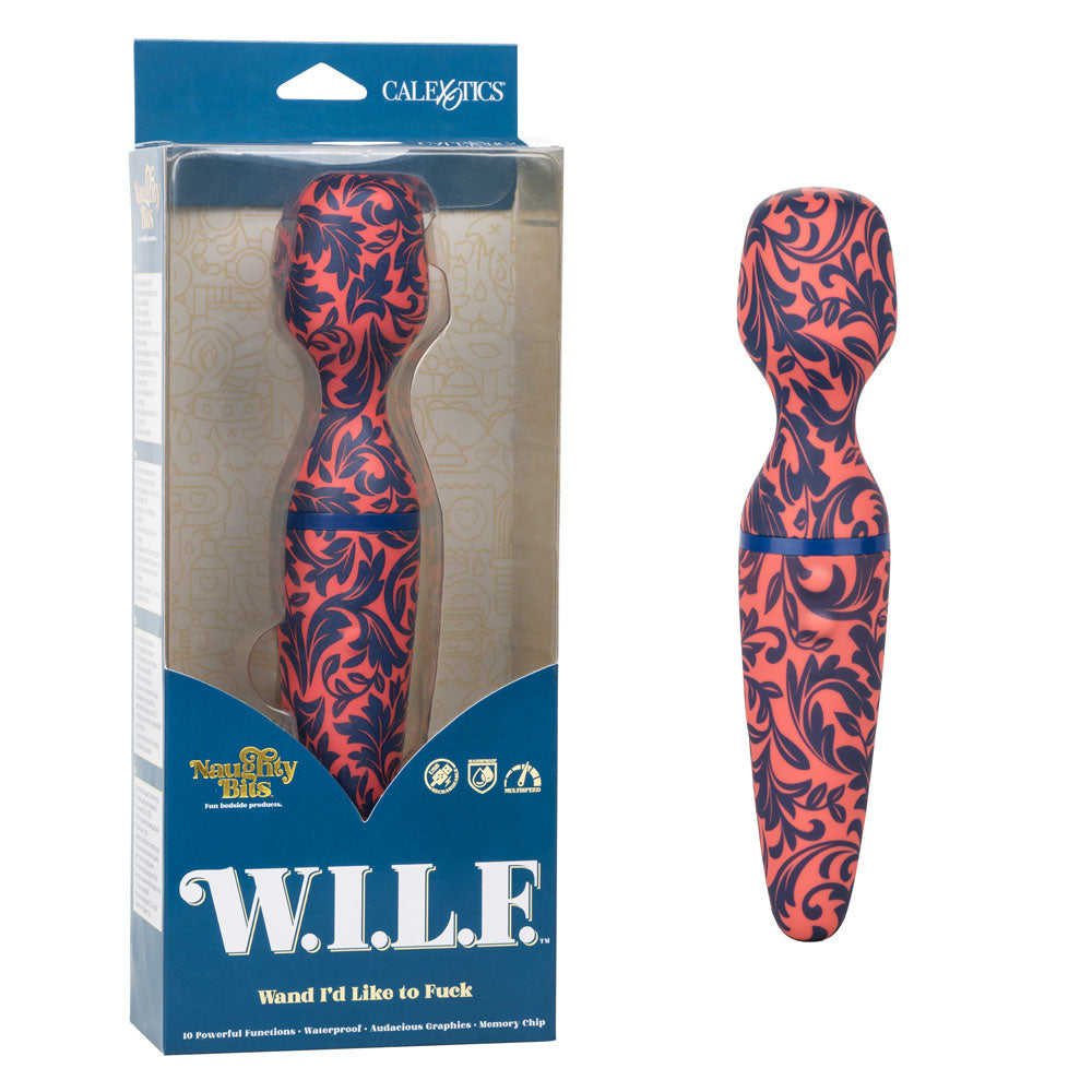 Naughty Bits W.I.L.F Wand I'd Like to Fuck Personal Massager with 10 Vibration Functions in Red and Black Electric Massager