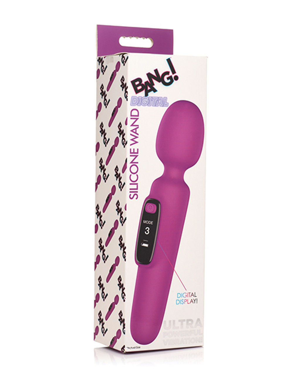 Bang Digital Silicone Wand Vibrator with 3 Speeds and Patterns Purple Electric Massager