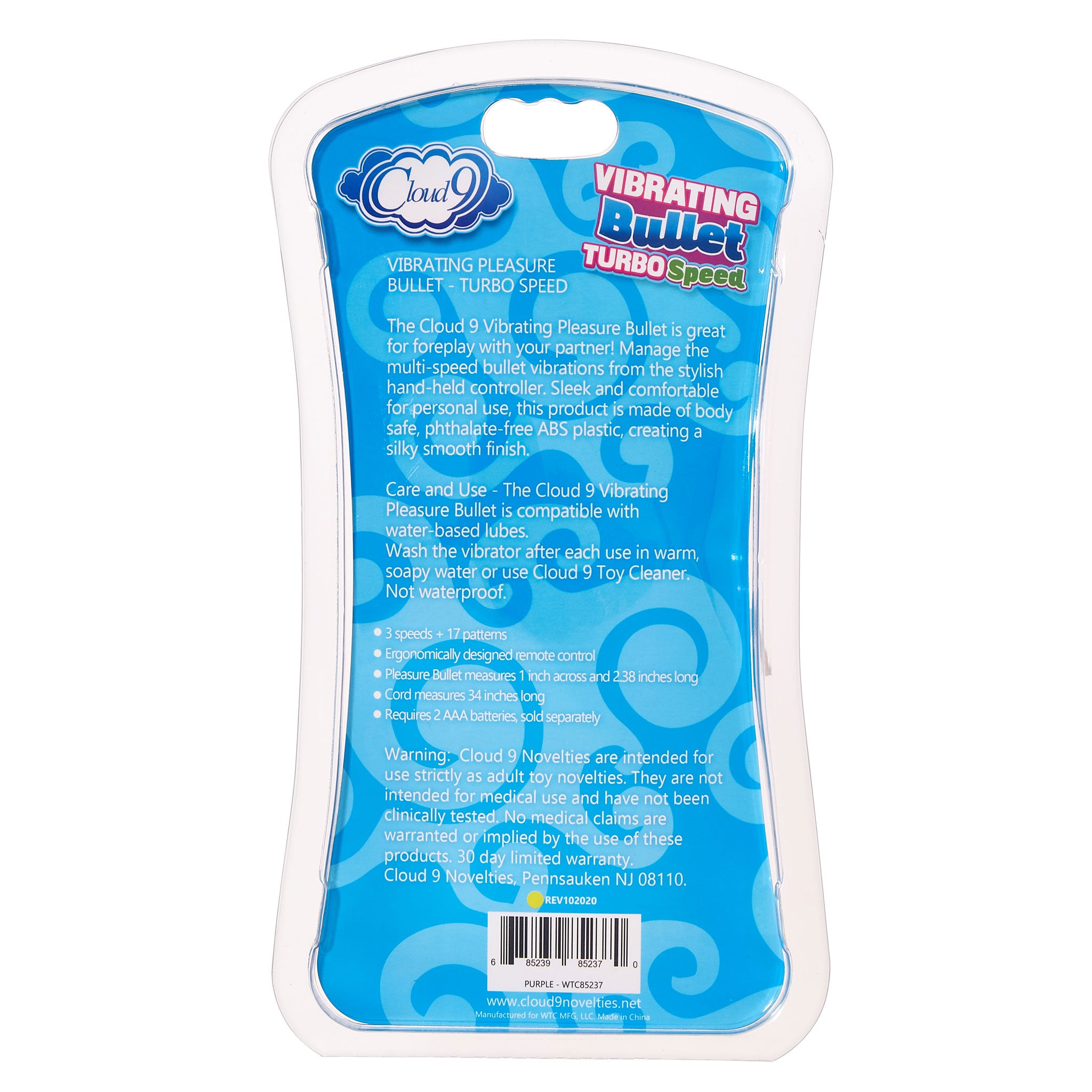 Cloud 9 Blue 3 Speed Remote Control Vibrating Bullet Toy BULLETS