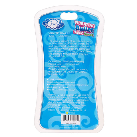 Cloud 9 Blue 3 Speed Remote Control Vibrating Bullet Toy BULLETS