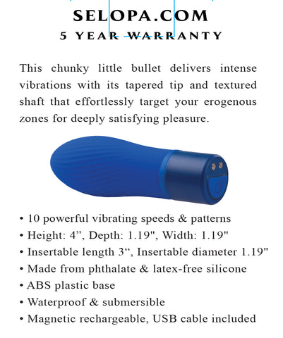 Selopa Cobalt Cutie - 4 Inch Silicone Rechargeable Bullet Vibrator BULLETS