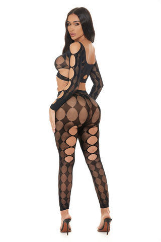 Tongue Twisted Black Crop Top and Leggings Lingerie Set Lingerie Sets