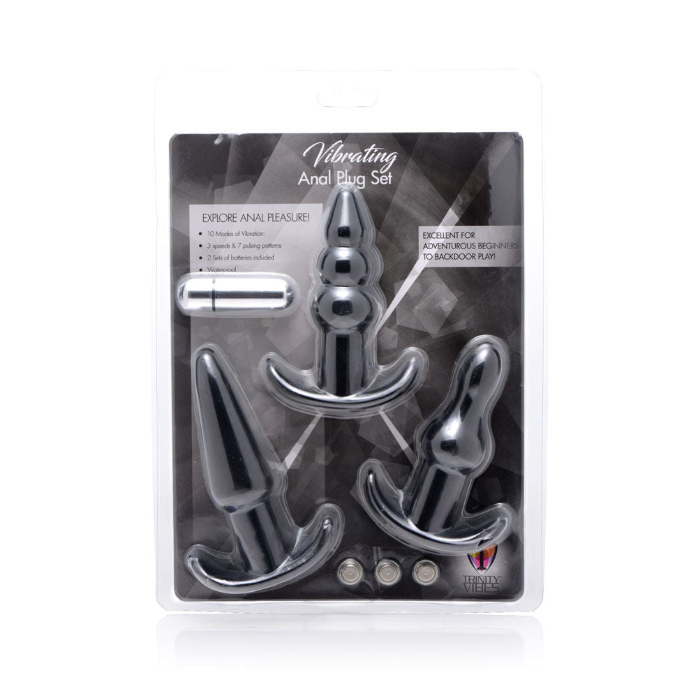 4 Piece Vibrating Anal Plug Set with 10 Modes of Vibration > Anal Range > Butt Plug Kits