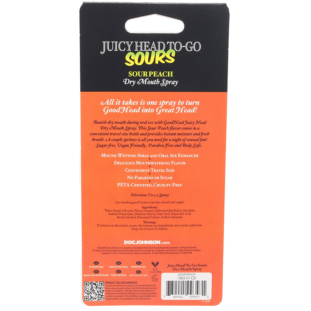GoodHead JuicyHead Sour Peach Dry Mouth Spray > Lube > Oral Gels & Sprays
