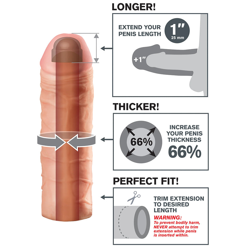 Fantasy X-tensions Mega 1 Inch Extension – Flexible Fanta Flesh Penis Extension > Sex Toys For Men > Penis Sleeves