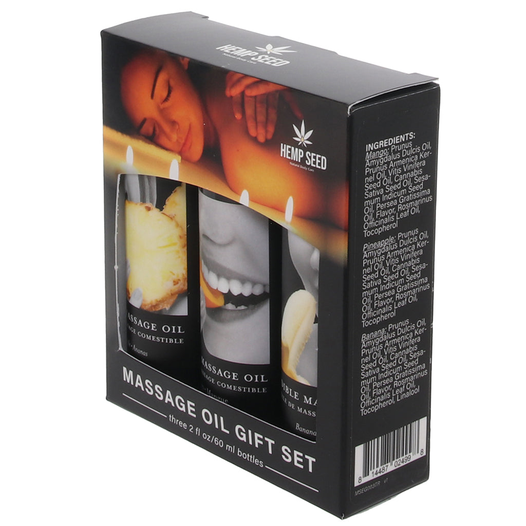 Edible Tropical Massage Oil Trio 3 x 59ml - Mango Pineapple Banana > Essentials > Massage Oil