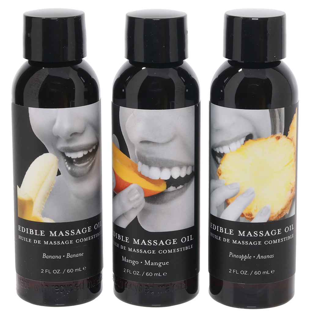Edible Tropical Massage Oil Trio 3 x 59ml - Mango Pineapple Banana Secondary image