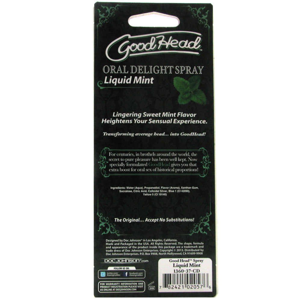 Good Head Oral Delight Spray Liquid Mint Flavored 1 Oz Spray > Lube > Oral Gels & Sprays