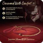 Temptasia Ardor – Adjustable Silicone Collar and Leash Set - Red and Gold > Bondage Gear > Collars & Leashes