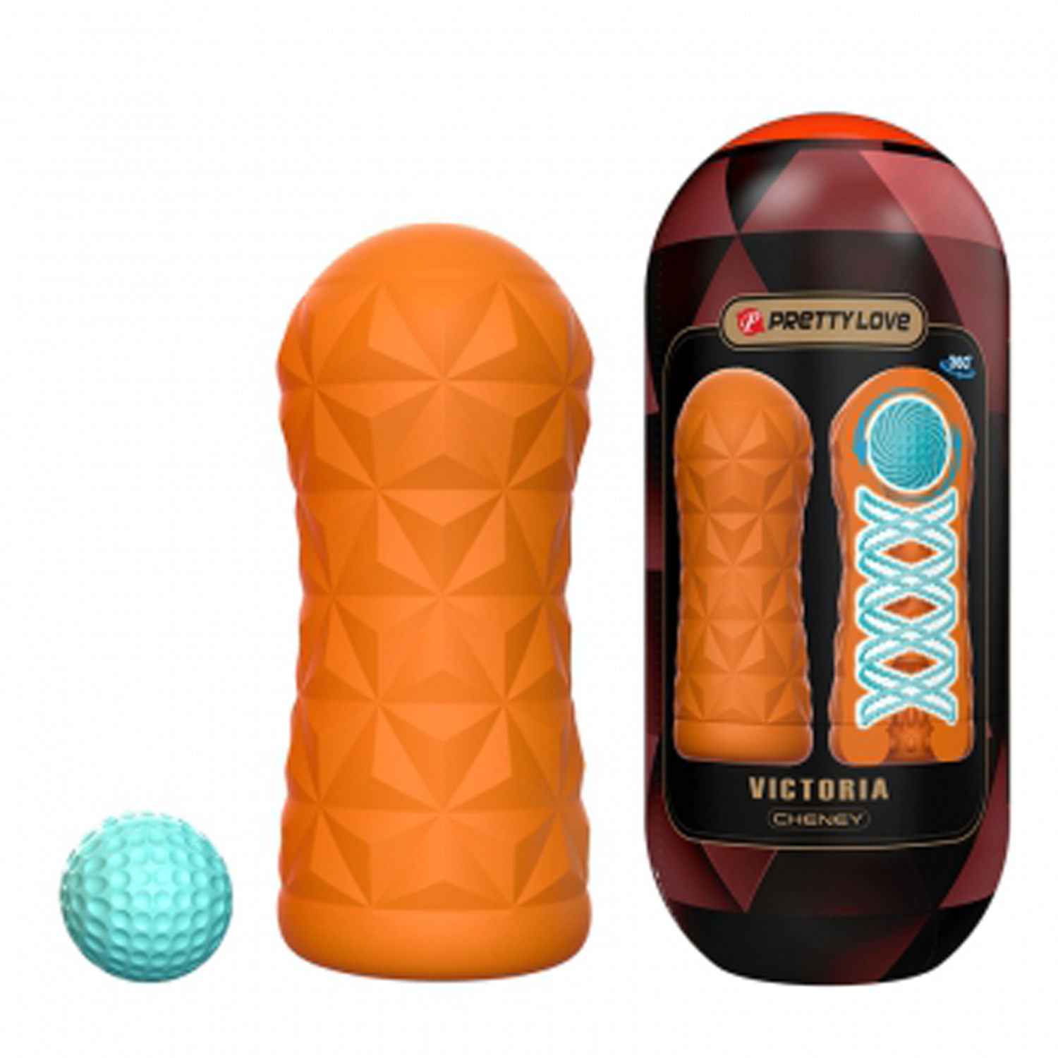 Victoria Blue Male Masturbation Sleeve with Stimulation Coil Orange Strokers - Manual