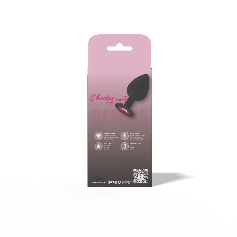 Gemma 3.16 Inch Pink Gem Black Silicone Plug – Medium Butt Plug > Anal Range > Jewel Butt Plugs
