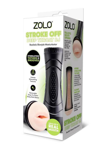 Zolo Deepthroat BJ – Textured Sleeve Male Masturbator Beige Strokers - Manual