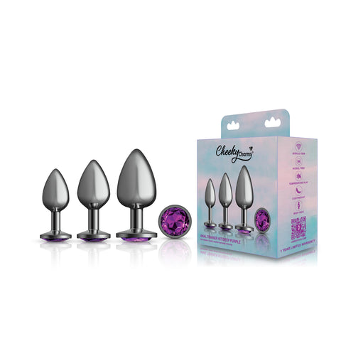 Purple Round Gem Anal Trainer Kit with Small Medium Large Plugs > Anal Range > Butt Plug Kits