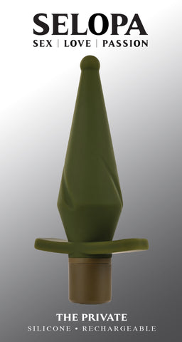 Selopa The Private Vibrating Plug 13cm x 3.5cm Green Butt Plugs - Vibrating