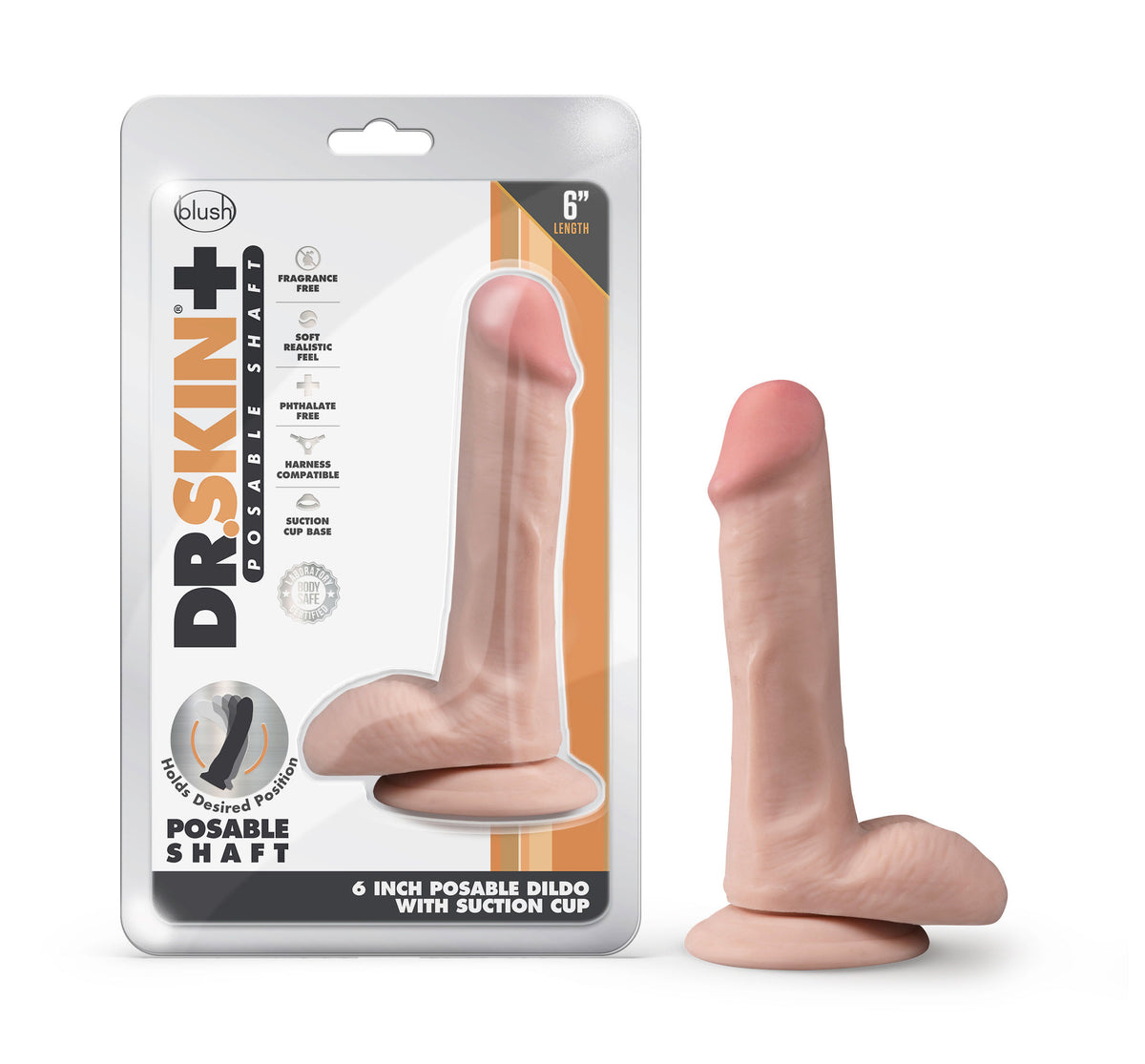 Dr Skin Plus 6 Inch Posable Realistic Dildo with Balls Vanilla Default Title Dongs Realistic