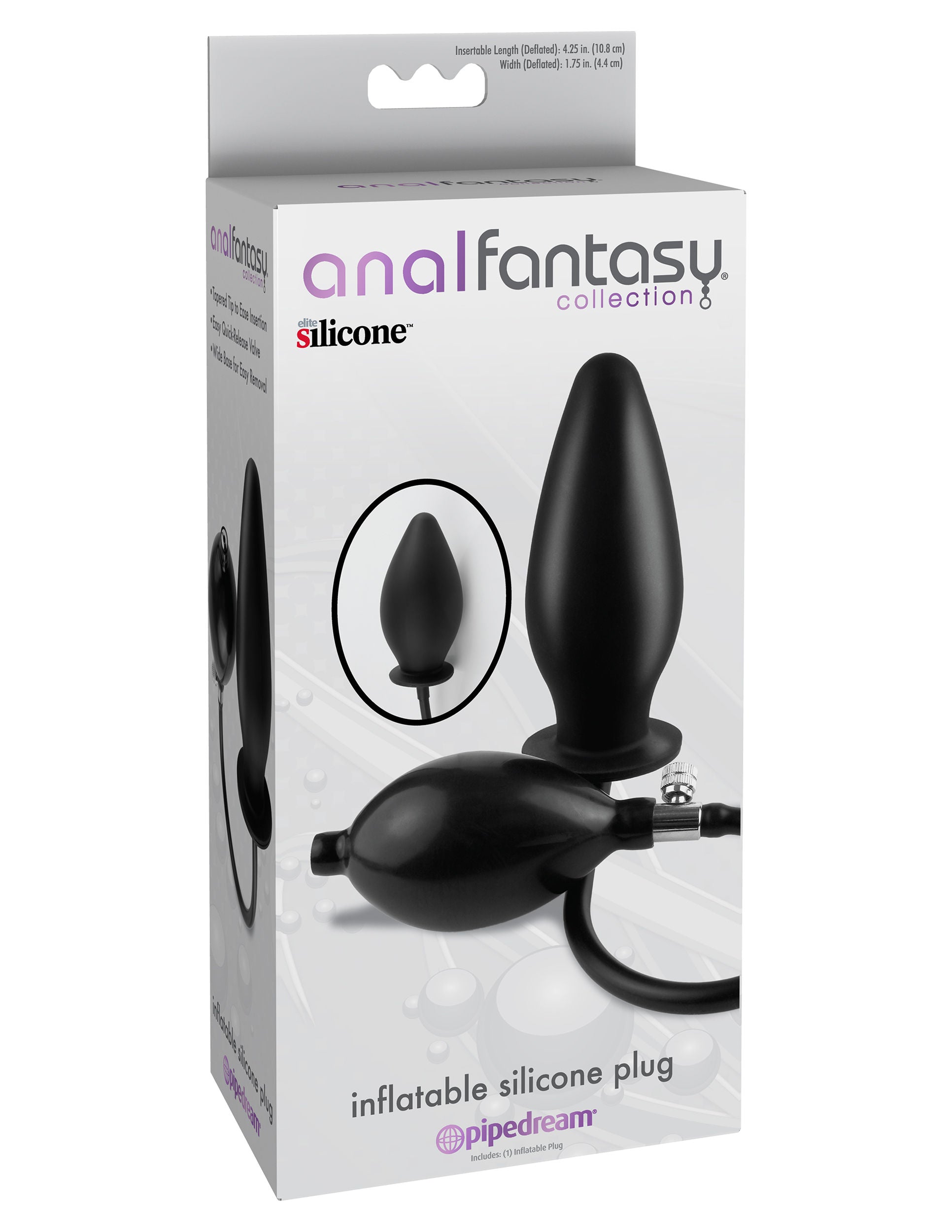 Anal Fantasy Collection Inflatable Silicone Plug (Black) – Inflatable Silicone Butt Plug > Anal Range > Anal Inflatables