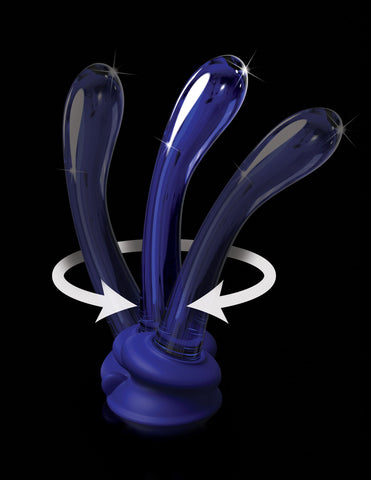 Icicles Blue Glass Massager with Silicone Suction Cup DONGS Glass