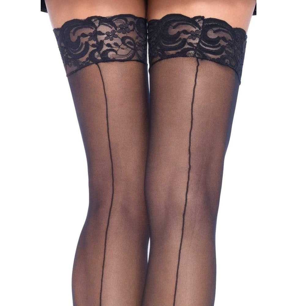 Leg Avenue Sheer Stockings with Backseam (Black) – Sheer Stockings > Clothes > Hosiery > Stockings