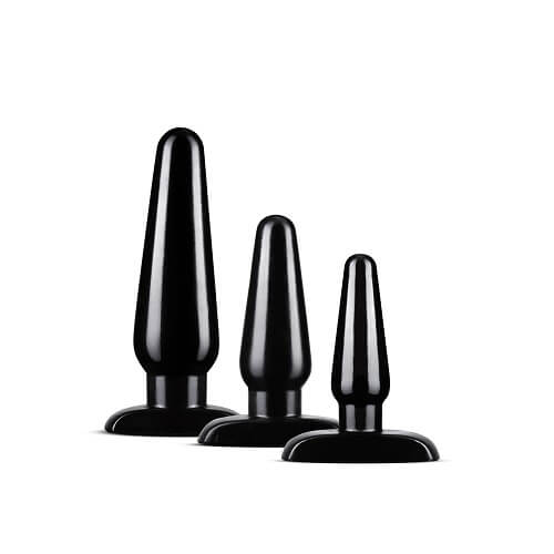 Anal Adventures 3 Pc Basic Plug Kit (Black) – Beginner 4 Inch and Medium Black > Anal Range > Butt Plug Kits