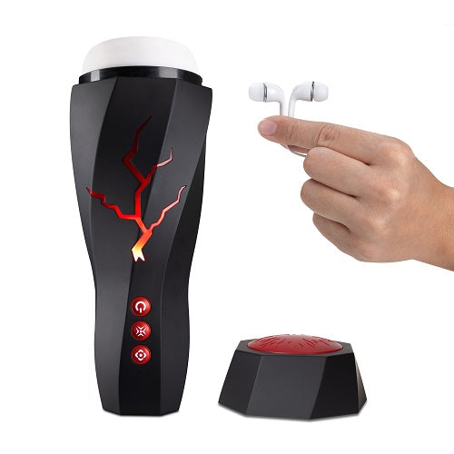 M for Men Storm (White) – Ribbed Masturbator Cup Vibrator with 7 Vibration Functions and Suction White > Sex Toys For Men > Masturbators > Vibrating