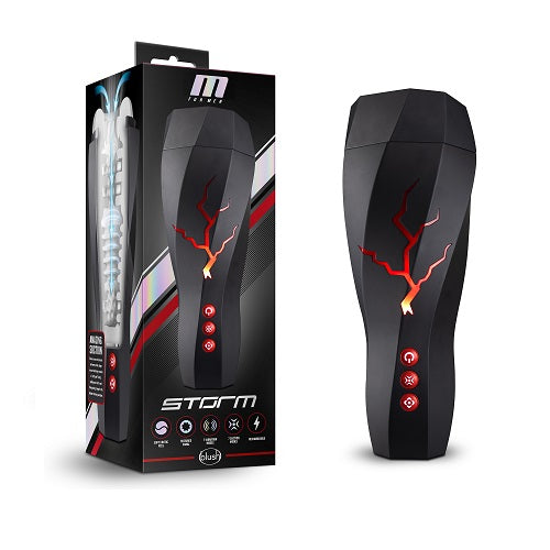 M for Men Storm (White) – Ribbed Masturbator Cup Vibrator with 7 Vibration Functions and Suction > Sex Toys For Men > Masturbators > Vibrating
