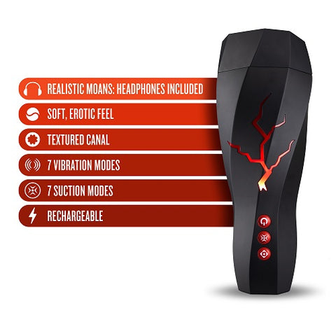 M for Men Storm (White) – Ribbed Masturbator Cup Vibrator with 7 Vibration Functions and Suction > Sex Toys For Men > Masturbators > Vibrating