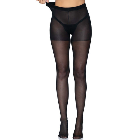 Sheer Open Butt Crotchless Pantyhose Hosiery One Size Black
