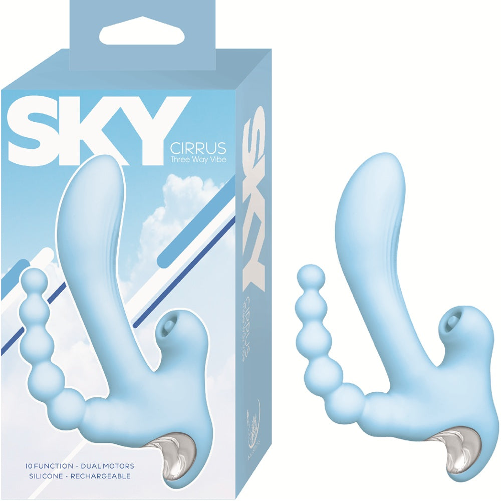 Nasstoys Sky Cirrus Three Way Vibe – USB Rechargeable 4.5 Inch Vibrator Blue > Vibrators > Ladies > Rabbit Multi