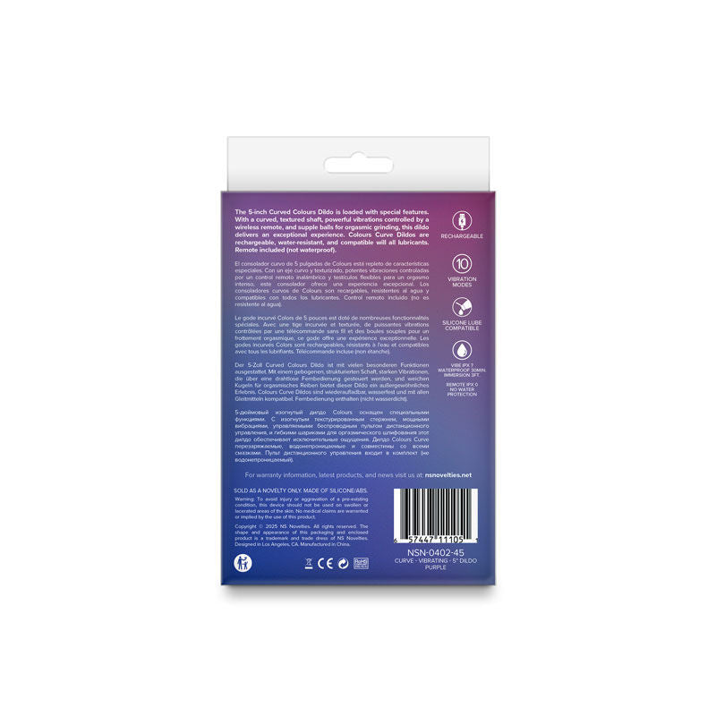 Colours Curve (Pink| Purple| Teal) – Waterproof Vibrating 5" Dildo Purple > Dildos > Slim Dildos