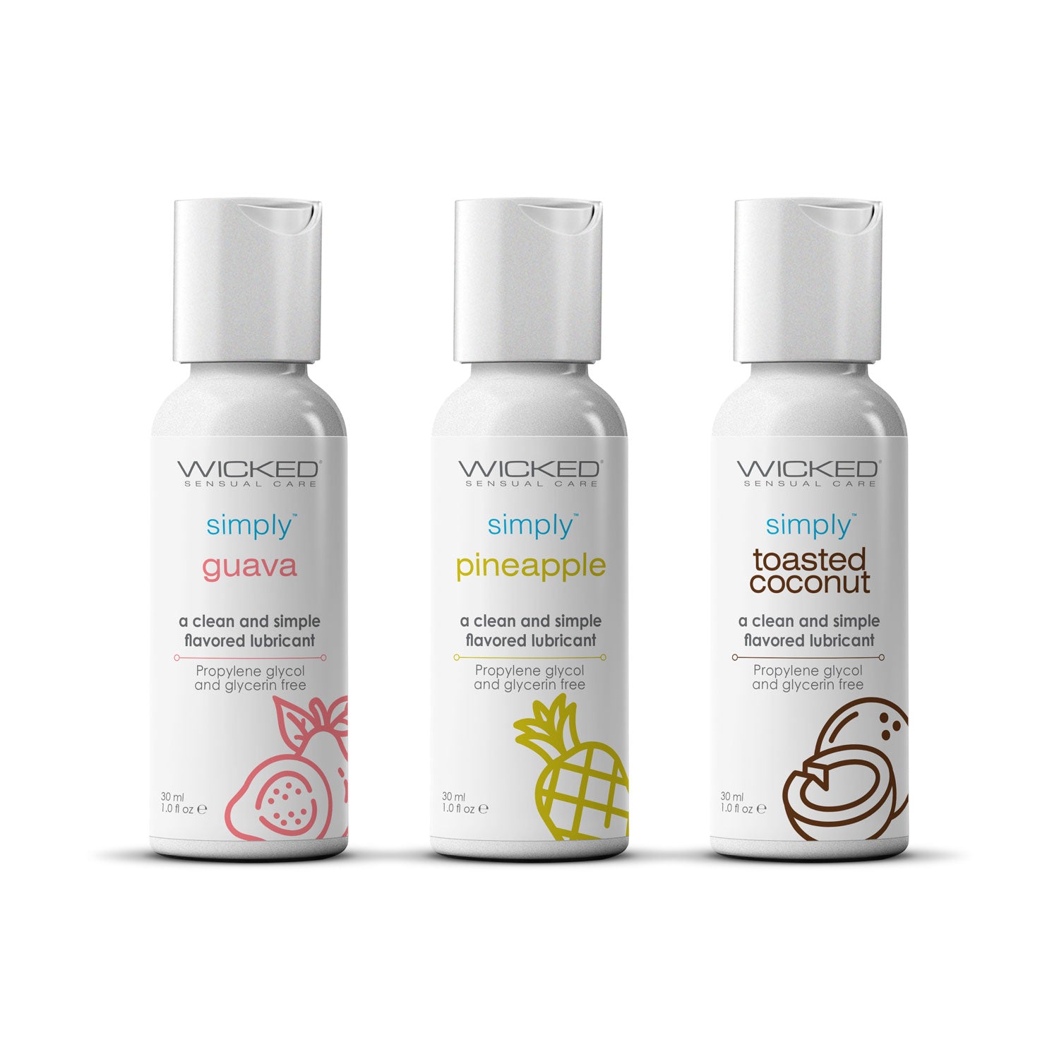 Wicked Simply Tropical Trio 3 x 30 ml Flavoured Water Based Lubricants White Flavoured Lube