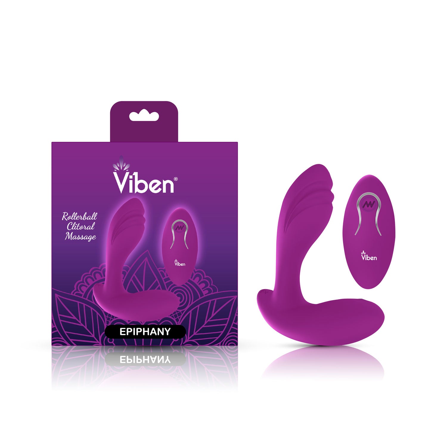 Viben Epiphany Rollerball Dual-Stim Massager w Remote Berry Finger Stimulator