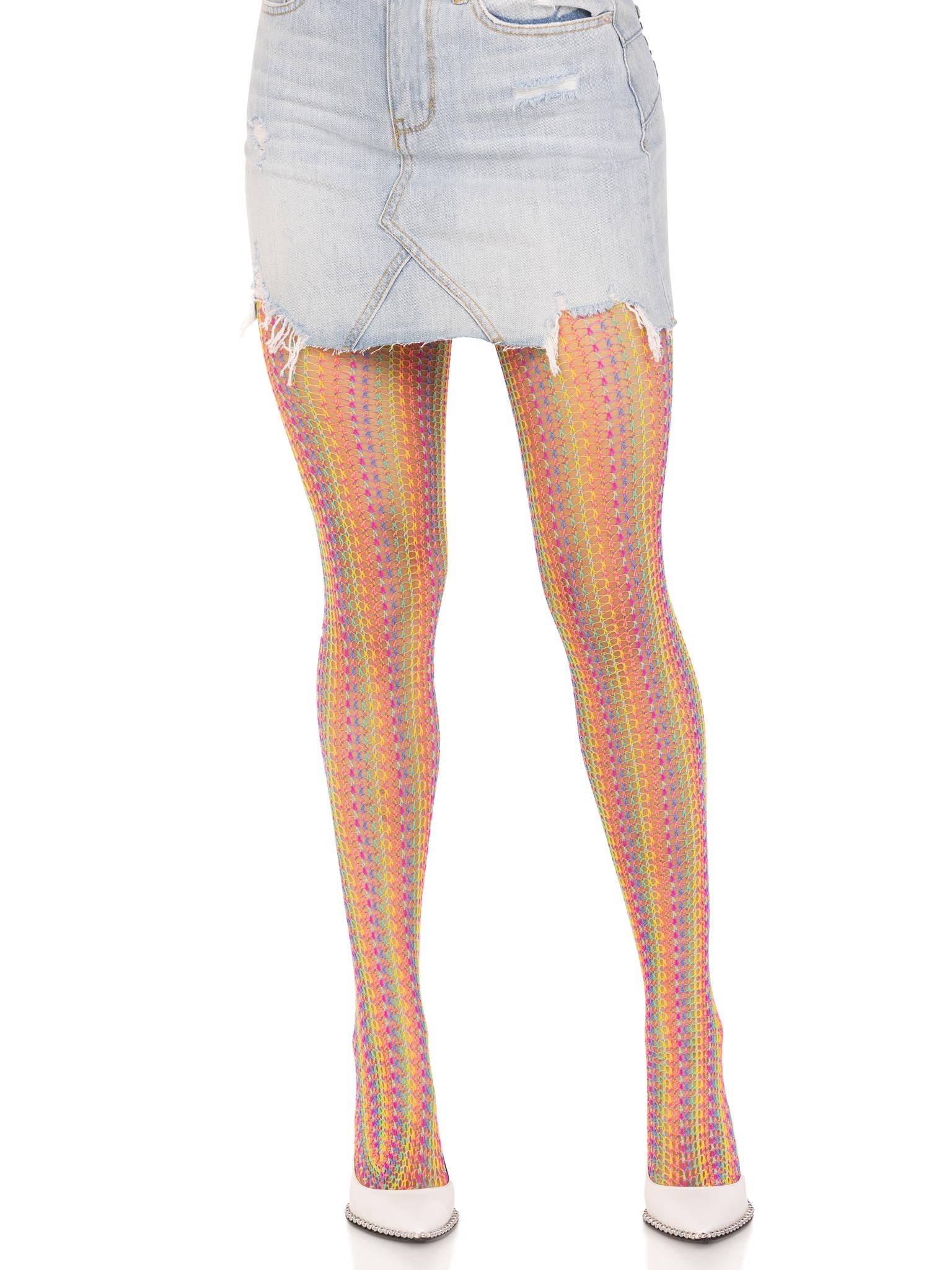 Rainbow Crochet Net Tights Multicolor One Size Hosiery Leggings > Clothes > Hosiery > Pantyhose & Tights