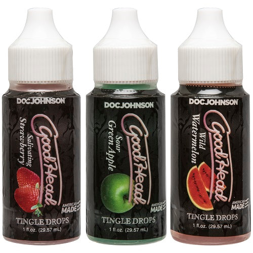 Goodhead Tingle Drops Strawberry Apple Watermelon 3 Piece Set Edible