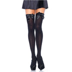 White Nylon Over The Knee Socks With Red Bow Accent Hosiery White One Size > Clothes > Hosiery > Socks & Anklets