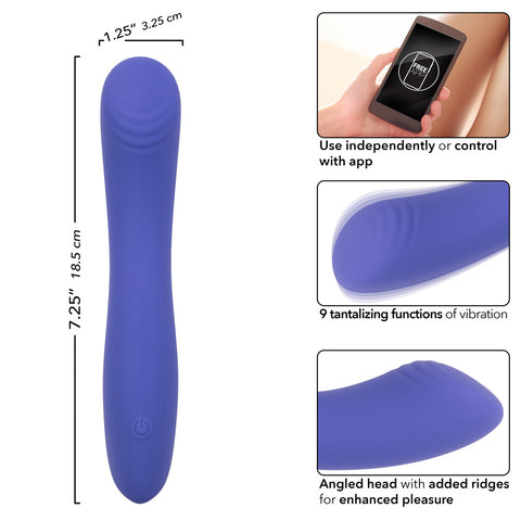 CalExotics Connect Contoured G App-Based Pleasure Silicone Massager in Purple Finger Stimulator