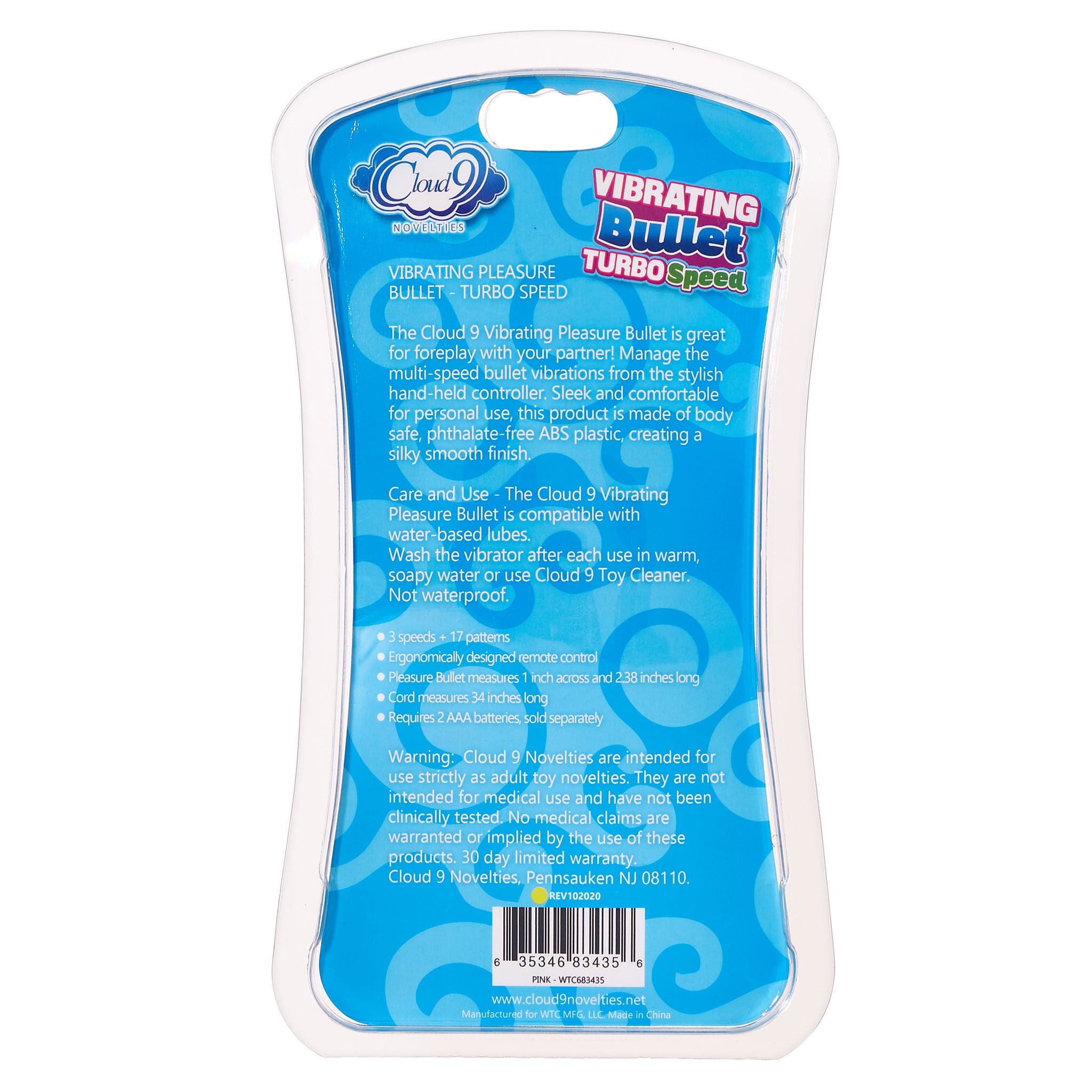 Cloud 9 Blue 3 Speed Remote Control Vibrating Bullet Toy BULLETS