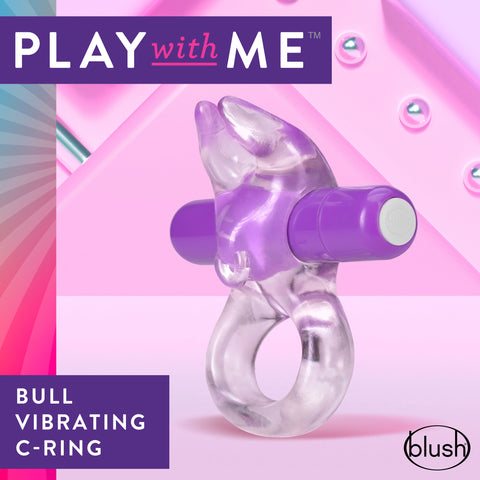 Play With Me Bull Vibrating C-Ring in Purple for Couples BULLETS