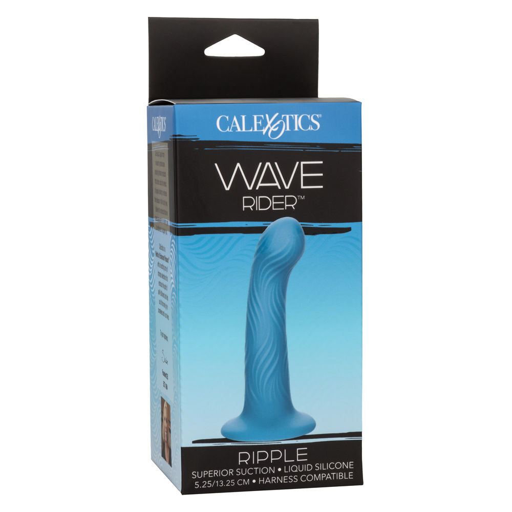 Wave Rider Ripple Blue G-Probe Dildo with Wavy Texture Blue Dongs Neutral