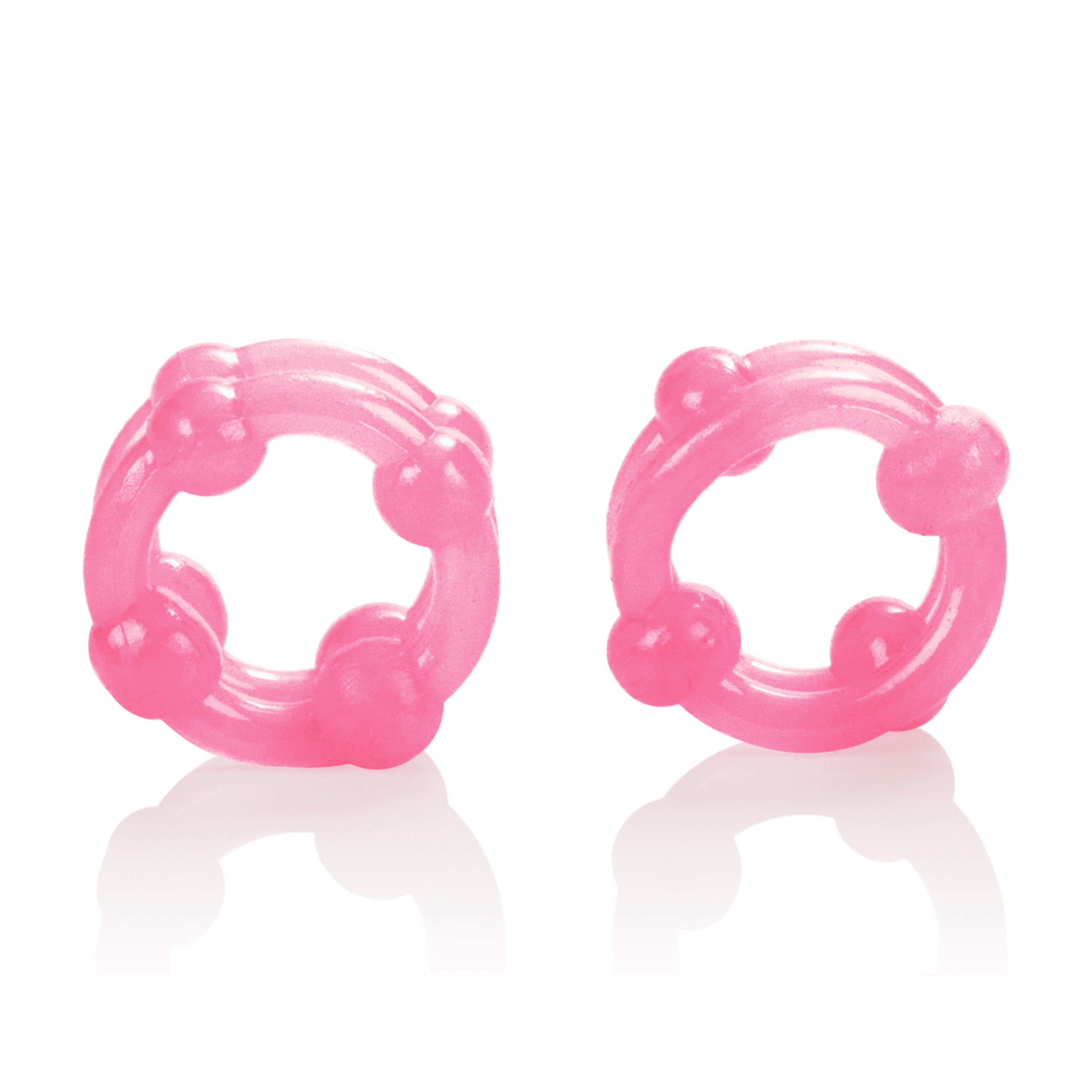 Island Rings Double Stacker Pink Glow in the Dark Stretchy TPE Cock Rings 0.75 Inch 2 cm COCK RING Set