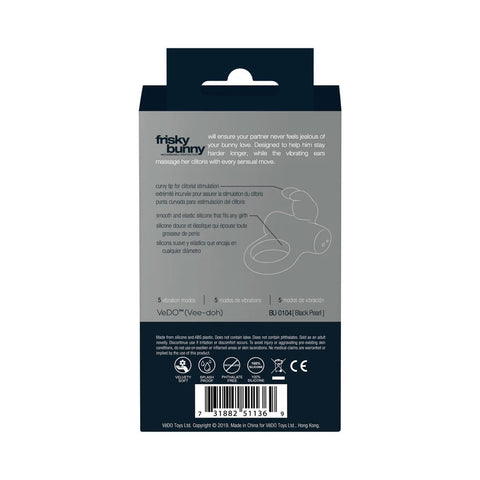 Ohhh Bunny Frisky Bunny Vibrating Ring Black Pearl Sex Toy Cock Rings Vibrating