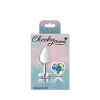 Cheeky Charms Silver Metal Butt Plug with Heart Clear Jewel Small > Anal Range > Jewel Butt Plugs