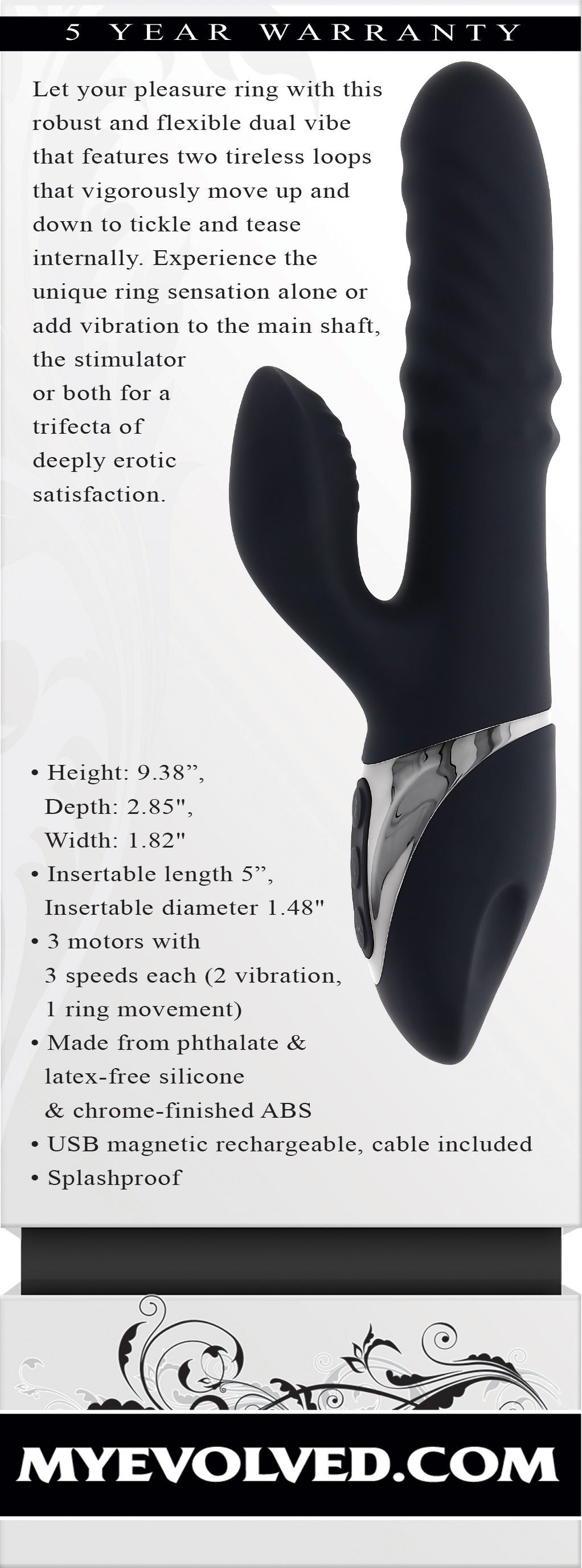 Ring It Home Dual Vibe Rechargeable Wireless Vibrator Black Black VIBRATORS-RABBIT