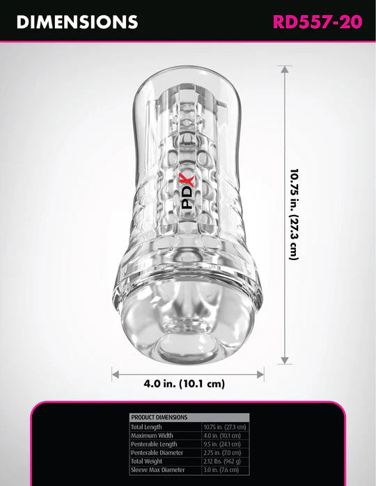 Pdx Elite Viewtube Plus (Clear) – See-Thru Stroker Masturbation Aids for Males