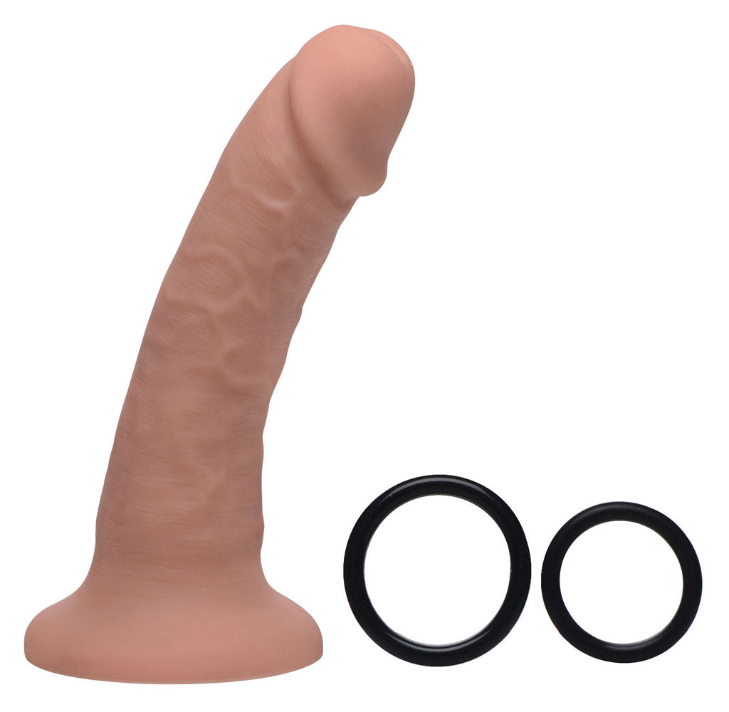 Seducer 7 Inch Silicone Dildo with Harness in Flesh Color Harnesses & Strap-Ons