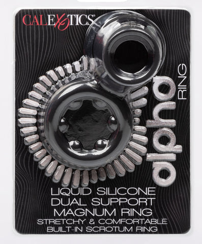 Alpha Liquid Silicone Dual Magnum Ring Black Stretchy Comfortable Size COCK RINGS Sling