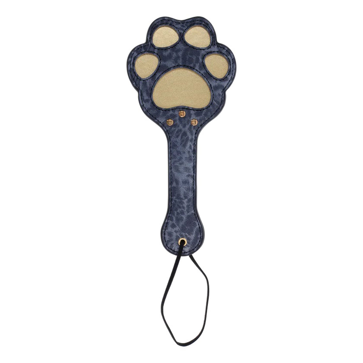 Sex and Mischief Cougar Paw Paddle Navy and Gold Spanking Paddle Blue Whips & Paddles