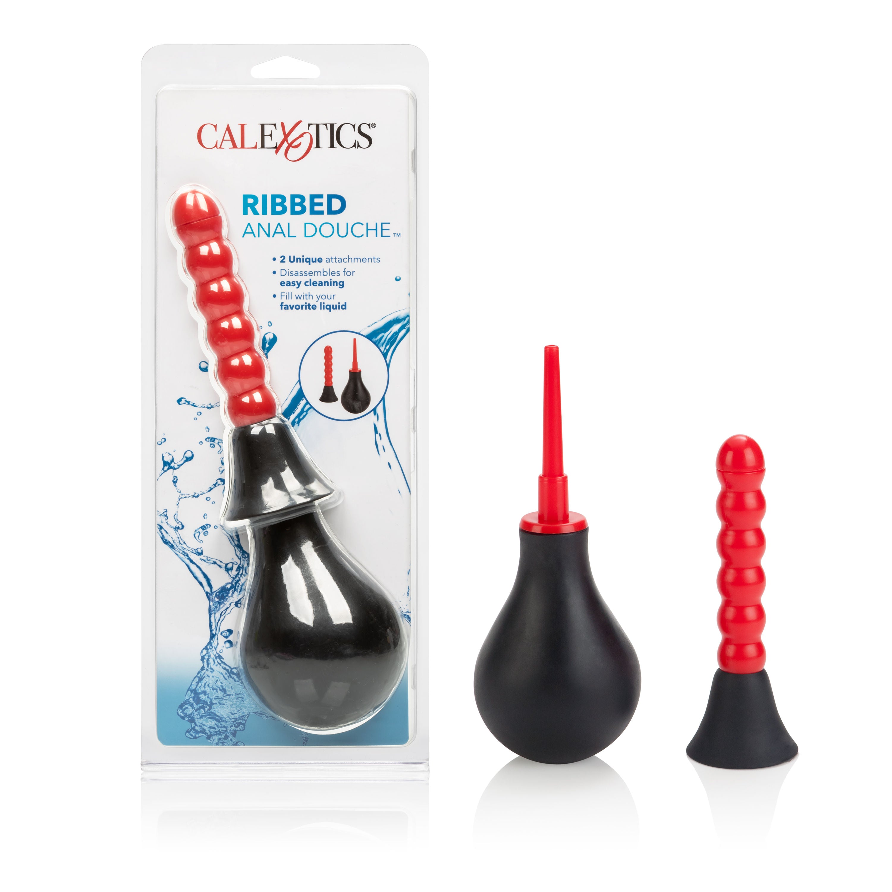 Ribbed Anal Douche Enema Kit with Squeeze Bulb and Pleasure Probe Douches