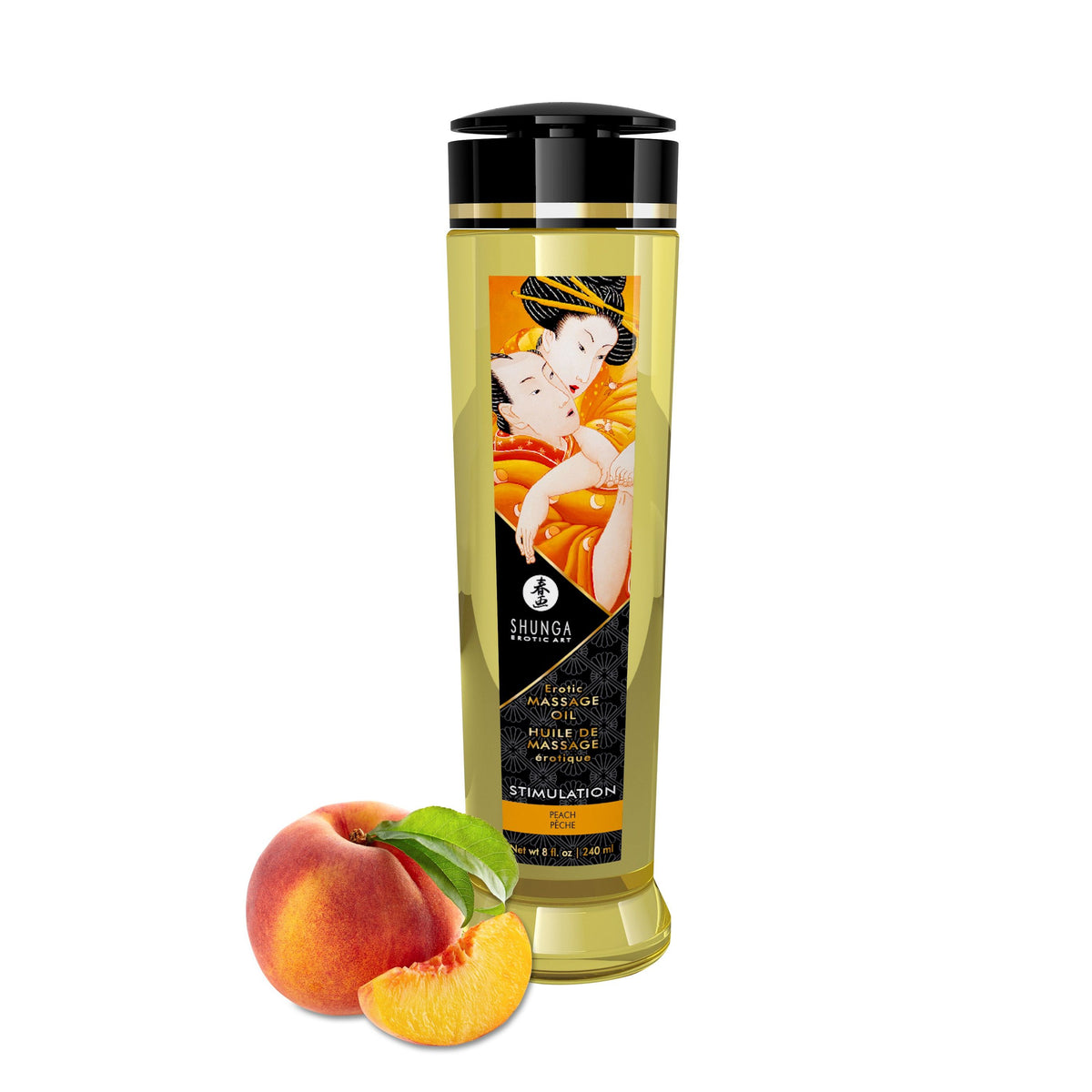 Shunga Peach Massage Oil 8 Fl Oz Silky Smooth Stimulation Default Title Massage Oil